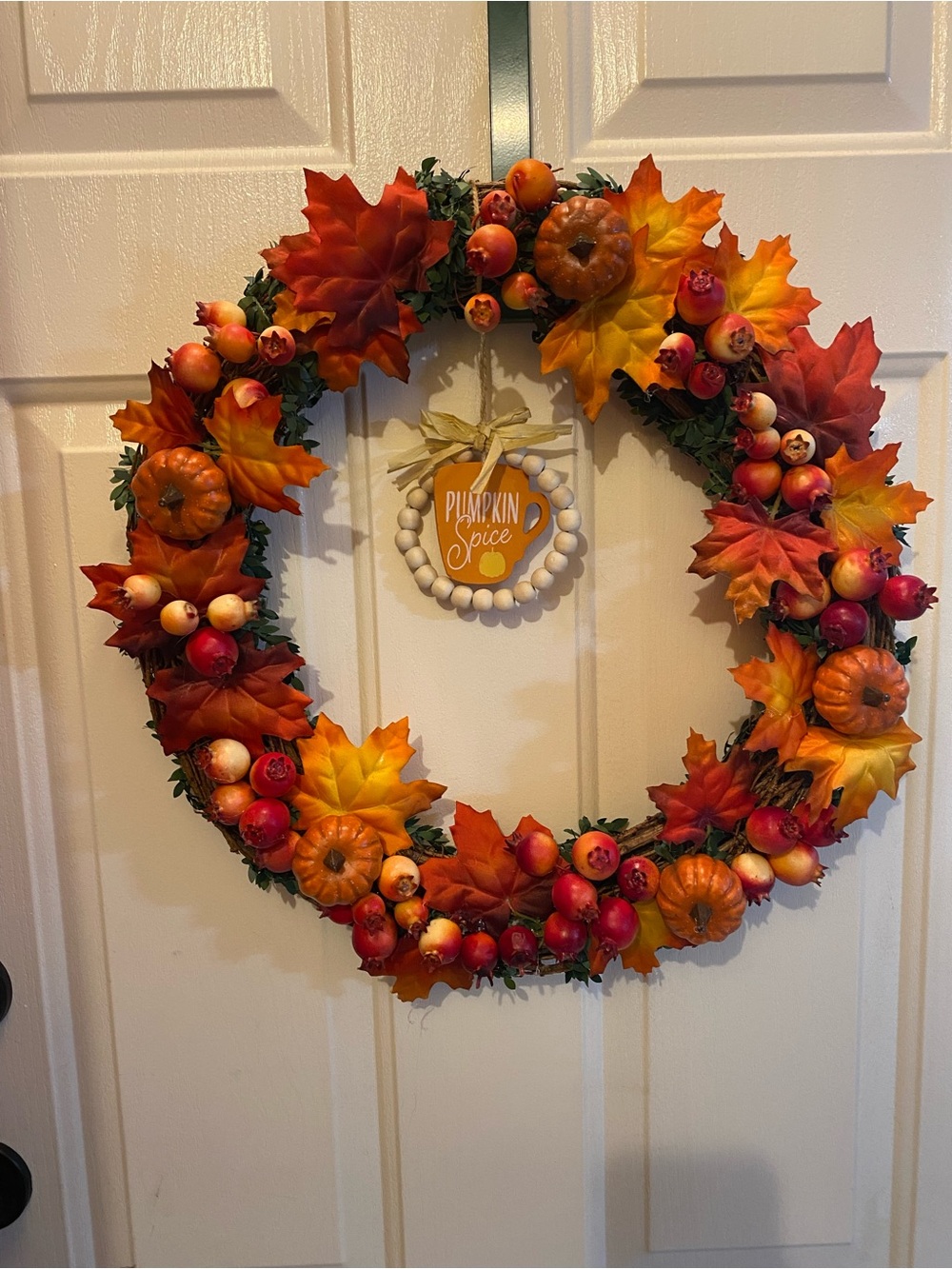 Autumn Pumpkin Spice Fall Wreath - Orange & Red